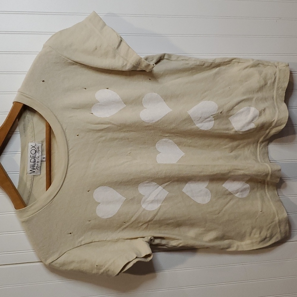 Wildfox Crop Heart‎ distressed T shirt Small